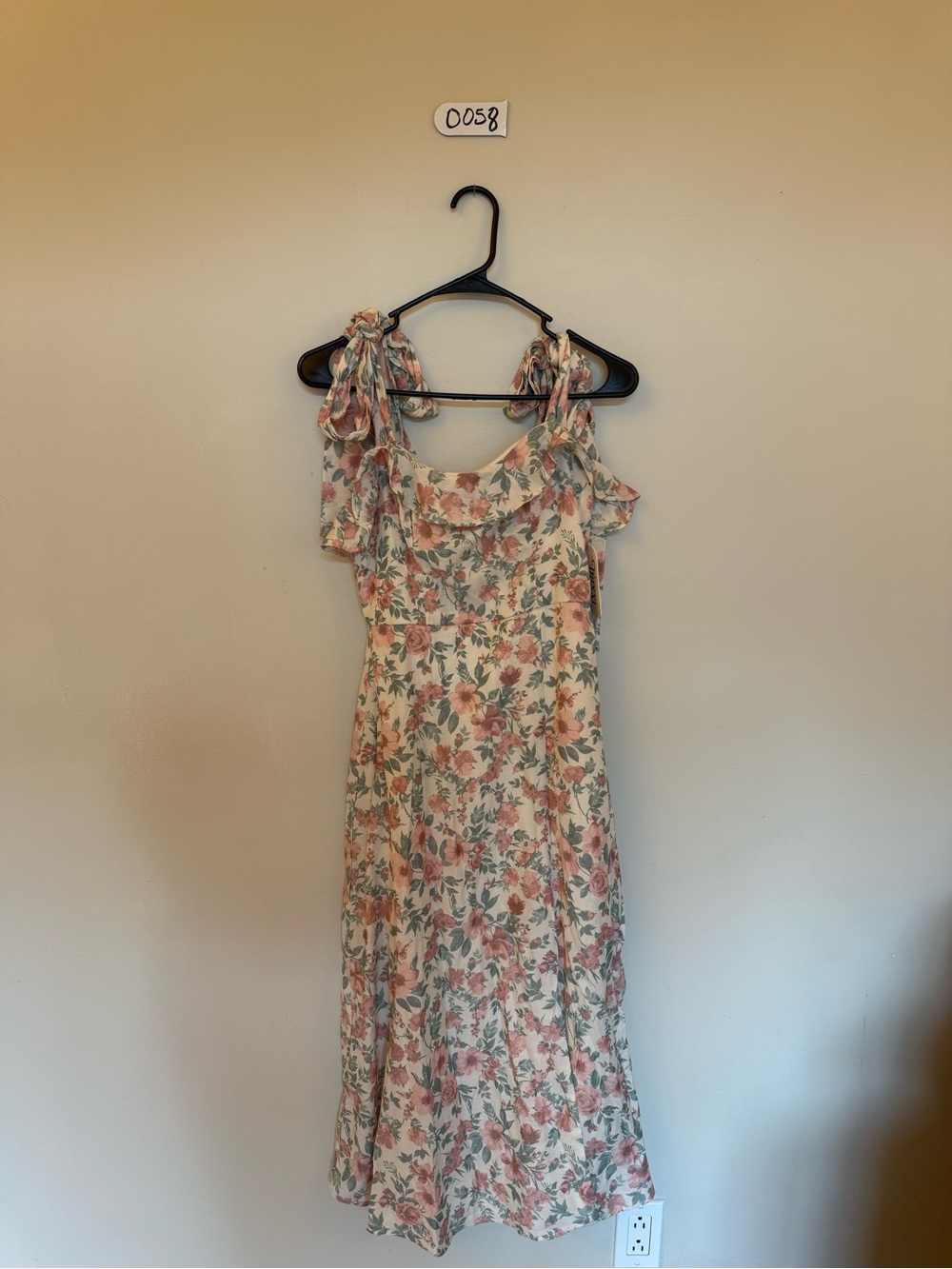 Trixxi Cream Floral Midi Dress with Pink and Green Print